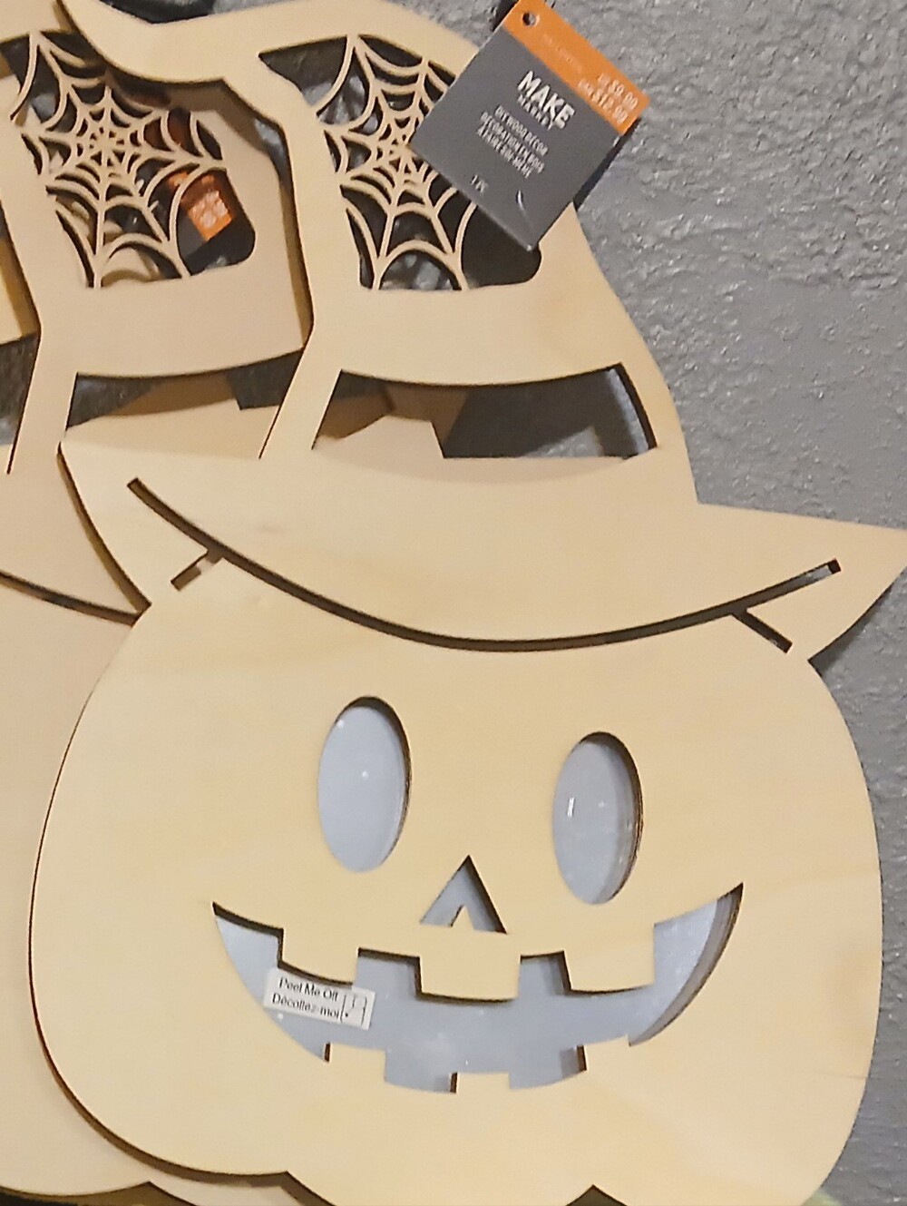 New Mirror & Plywood Halloween Decor - Pumpkin W/witches Hat